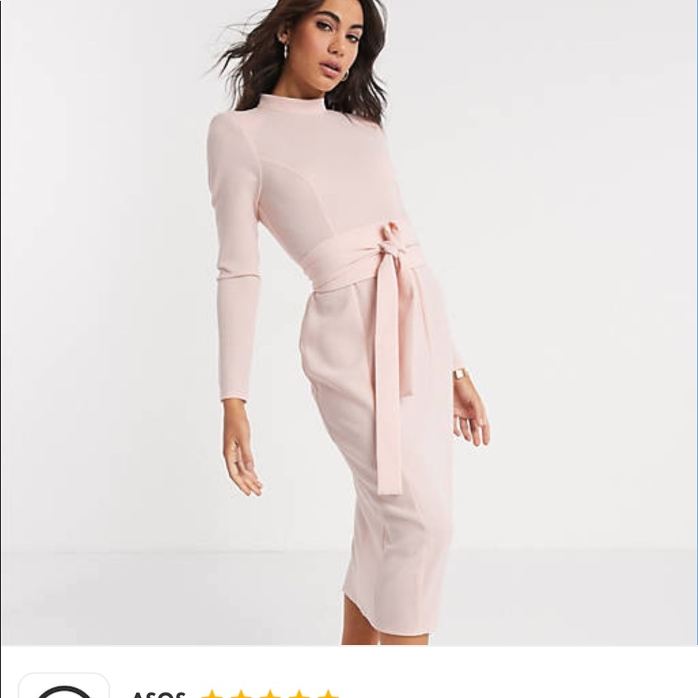 Asos Long Sleeve Midi with Obi Belt Barbie